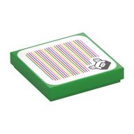 Lego Tile 2 x 2 with Para-Biddybud and Barcode Print (Sticker) / Red