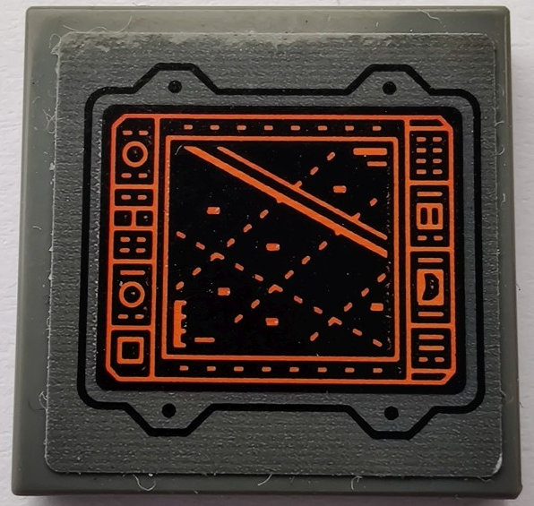 Lego Tile 2 x 2 with Display Screen with Black and Orange Radar Map Pattern (Sticker) - Set 76240
