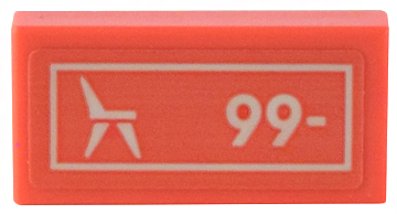 Lego Tile 1 x 2 with Price Sign with White Border, Chair, and '99-' Pattern (Sticker) - Set 41732