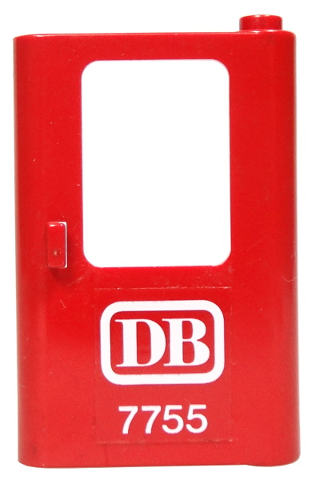 Lego Door 1 x 4 x 5 Train Right, Thin Support at Bottom with White 'DB 7755' Pattern (Sticker) - Set 7755