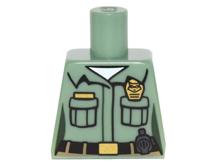 Lego Torso Female Shirt with 2 Pockets, Name Tag, Badge and Belt Pattern / Sand Green