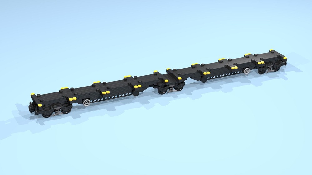 Lego 12-Wheel Container Wagon (black frame, 8 studs wide)