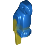 Lego Animal, Bird, Parrot, Wide Beak and Tail with Marbled Blue Pattern / Yellow