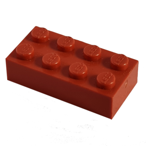Lego Modulex Brick 2 x 4 with LEGO on Studs / Modulex Red