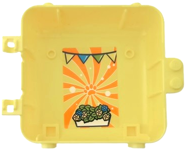 Lego Container, Box 3 x 8 x 6 2/3 Half Back with Bunting, Flowers in Pot, Orange Paw Print and Stripes in Swirl Pattern (Sticker) - Set 41664 / Bright Light Yellow