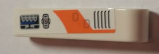 Lego Technic, Liftarm Thick 1 x 5 with Vents, Controls and Orange Curved Stripe Pattern Model Left Side (Sticker) - Set 7646