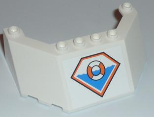 Lego Windscreen 5 x 8 x 2 with Coast Guard Logo Pattern (Sticker) - Set 7739 / White