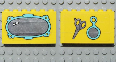 Lego Stickered Assembly 6 x 1 x 3 with Fabuland Mirror and Scissors Pattern (Stickers) - Set 3623
