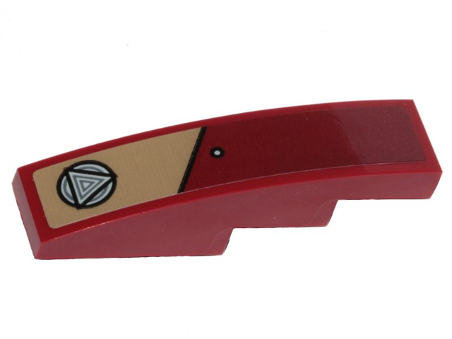 Lego Slope, Curved 4 x 1 with Dark Tan Stripe and Triangles in Circles Pattern Model Right Side (Sticker) - Set 76208