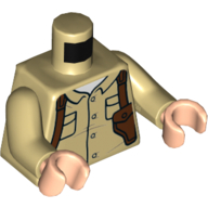 Lego Torso Shirt, Pockets, Reddish Brown Holster, Gun Print, Tan Arms, Light Nougat Hands