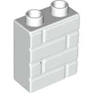 Lego Duplo Brick 1 x 2 x 2 Brick Effect / White