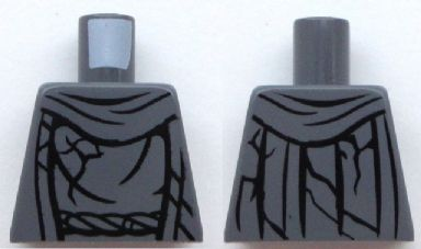 Lego Torso Robe with Cracks Pattern (Statue at Dol Guldur) / Dark Bluish Gray