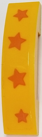 Lego Slope, Curved 4 x 1 x 2/3 Double with 4 Orange Stars Pattern (Sticker) - Set 40228 / Bright Light Orange