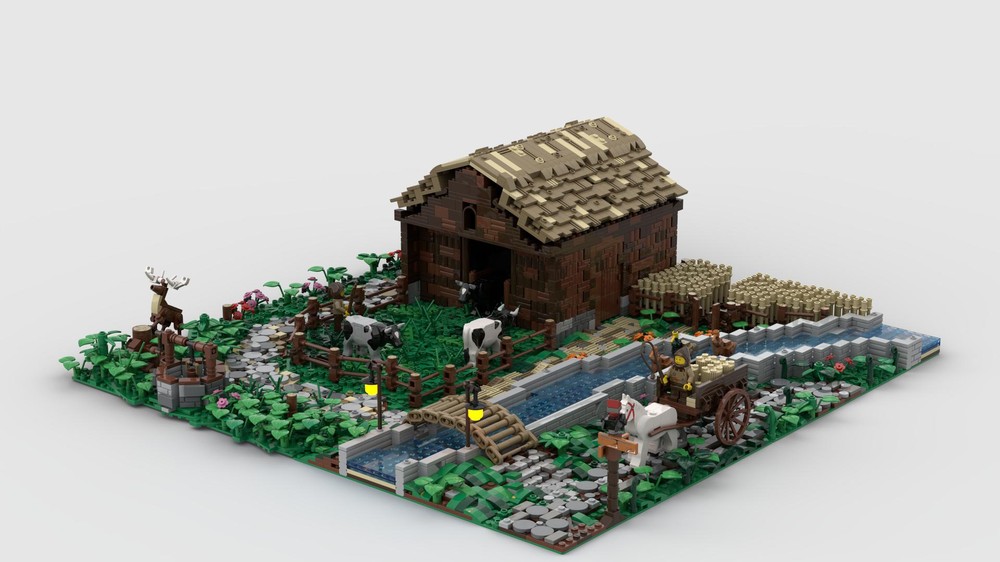 Lego Medieval Cowshed diorama