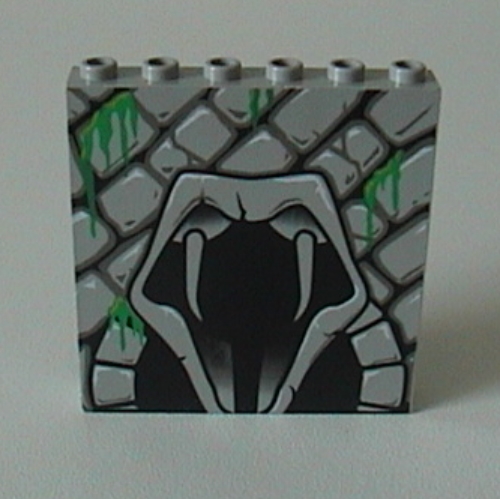 Lego Brick 1 x 6 x 5 with Stone and Open Mouth Snake Print