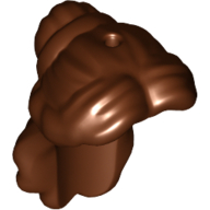 Lego Hair Long with Parted Bangs, Curls, Bun, and Hole on Top / Reddish Brown