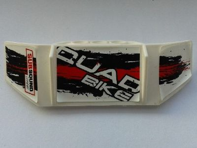 Lego Technic, Panel Car Spoiler 3 x 8 with Three Holes with 'QUAD BIKE', 'SUBSOUND LIMITER' and Black and Red Stains Pattern Model Left Side (Stickers) - Set 8262