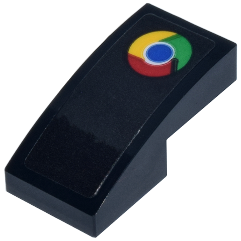 Lego Slope, Curved 2 x 1 x 2/3 with Yellow, Green, Red and Blue Google Chrome Logo Pattern (Sticker) - Set 77251