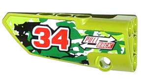 Lego Technic, Panel Fairing # 3 Small Smooth Long, Side A with Red Number 34, 2 White Arrows and 'PULL BACK' Pattern (Sticker) - Set 42027