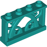 Lego Fence Ornamented 1 x 4 x 2 with 4 Studs / Dark Turquoise