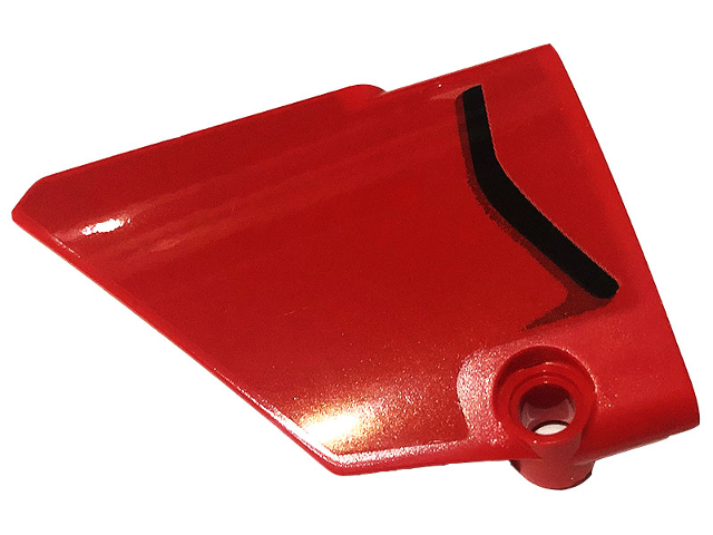 Lego Technic, Panel Fairing #13 Large Short Smooth, Side A with Black Air Intake Pattern (Sticker) - Set 42107 / Red