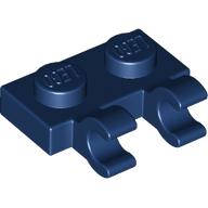 Lego Plate Special 1 x 2 with Clips Horizontal [Open O Clips] / Dark Blue