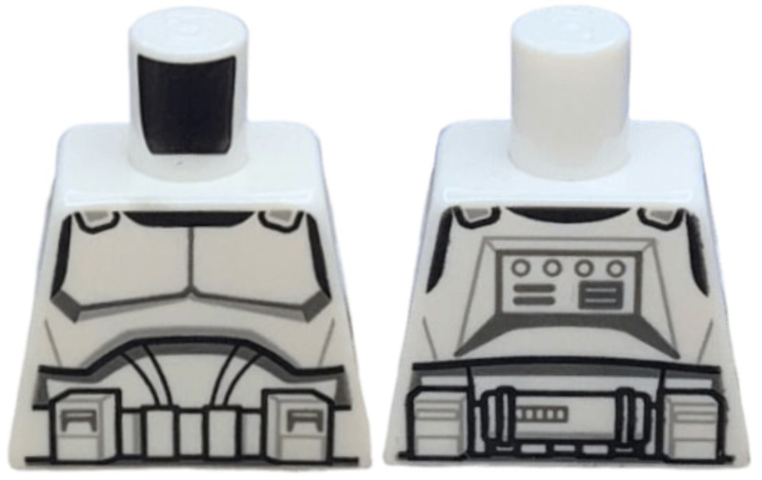 Lego Torso SW Armor Clone Trooper with Black Belt and Dark Bluish Gray and Light Bluish Gray Markings Pattern / White