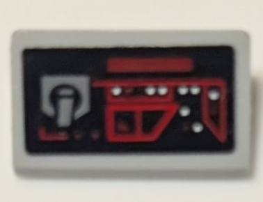 Lego Slope 30 1 x 2 x 2/3 with SW The Dark Falcon Control Panel with Red Lines, White Lights and Switch Pattern Model Right Side (Sticker) - Set 75389 / Light Bluish Gray