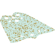 Lego Neckwear Cape, Pointed Center at Bottom, 3 Top Holes, Swirl and Diamond Shape Holes, with Gold Dots Print / Light Aqua