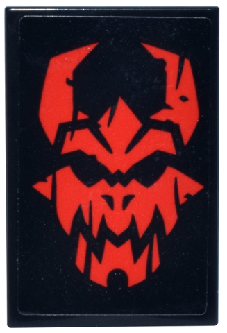 Lego Tile 2 x 3 with Red Ninjago Dragonian Warrior Head with Horns Pattern (Sticker) - Set 71841