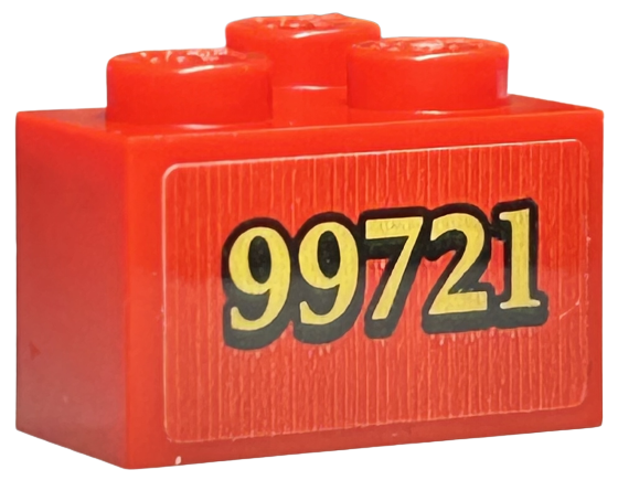 Lego Brick 2 x 2 Corner with Gold '99721' with Black Outline Pattern Model Right Side Pattern (Sticker) - Set 76423