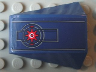 Lego Wedge 4 x 4 Triple Curved No Studs with Red Star with 8 Points on Dark Blue Background Pattern (Sticker) - Set 8016