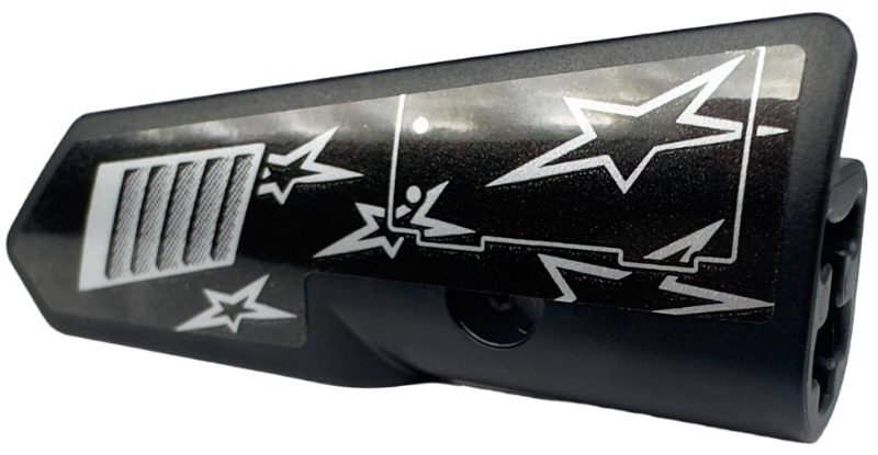 Lego Technic, Panel Fairing #21 Very Small Smooth, Side B with Silver Air Vent, Hatch and 5 Stars Pattern (Sticker) - Set 42153 / Black