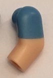 Lego Arm, Left with Molded Medium Blue Short Sleeve  Pattern / Light Nougat