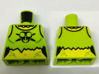 Lego Torso Female Ripped Shirt with Black Toxic Symbol and Studded Collar Pattern / Lime