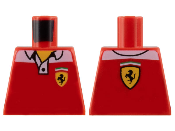 Lego Torso Speed Champions Polo Shirt with Ferrari Logo on Front and Back Pattern / Red