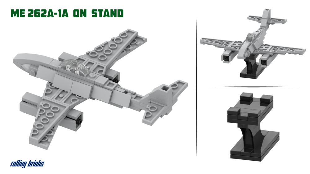 Lego Messerschmitt ME 262A-1A on Display Stand