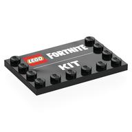 Lego Plate Special 4 x 6, Studs on 3 Edges with 'LEGO FORTNITE KIT' Print / Black