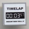 Lego Tile 2 x 2 with 'TIMELAP 00:03:57 MOUNTAIN RALLY' on White Pattern (Sticker) - Set 8124