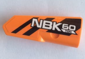 Lego Technic, Panel Fairing #21 Very Small Smooth, Side B with 'NBK60 TON' and Black Stripes Pattern (Sticker) - Set 42062