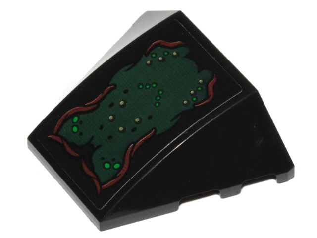 Lego Wedge 4 x 3 Triple Curved No Studs with Dark Green Slime, Dark Brown Lines, Black, Green and White Dots Pattern (Sticker) - Set 76207