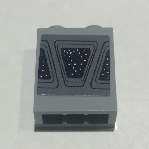Lego Brick 1 x 2 x 2 with Inside Stud Holder with Starry Window Pattern (Sticker) - Set 10221 / Light Bluish Gray