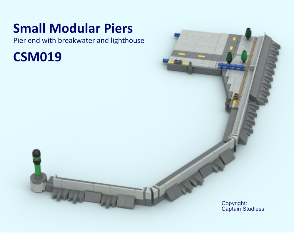 Lego Small Modular Piers - Pier end with breakwater - CSM019