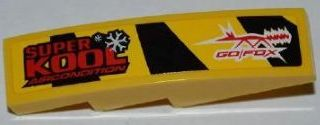 Lego Slope, Curved 4 x 1 with 'SUPER KOOL AIRCONDITION' and 'GO/FOX' Pattern Model Left Side (Sticker) - Set 8228