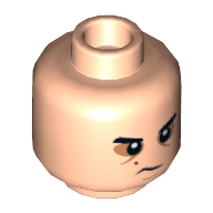 Lego Minifig Head Kylo Ren, Sunken Eyes, Red Beauty Mark (Mole), Concerned / Angry Print / Light Nougat