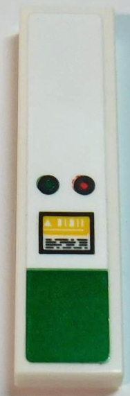 Lego Tile 1 x 4 with Rectangle, Green and Red Lights and Yellow Warning Sign with Black Writing Pattern (Sticker) - Set 42167