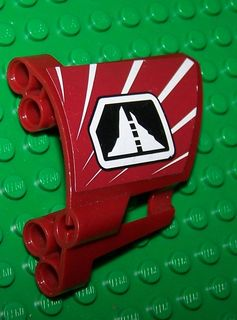 Lego Technic, Panel Fairing #22 Large Short, Small Hole, Side A with Black and White Mountain Symbol Pattern (Sticker) - Set 8102