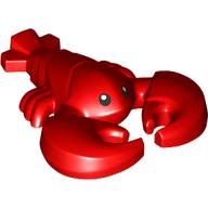 Lego Animal, Lobster with Large Black Eyes with White Pupils Print / Red