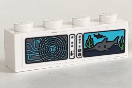 Lego Brick 1 x 4 with Fish Finder and Radar Screen Pattern (Sticker) - Set 60221
