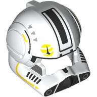 Lego Helmet Clone Pilot with Open Visor with Black, Yellow Markings print / White
